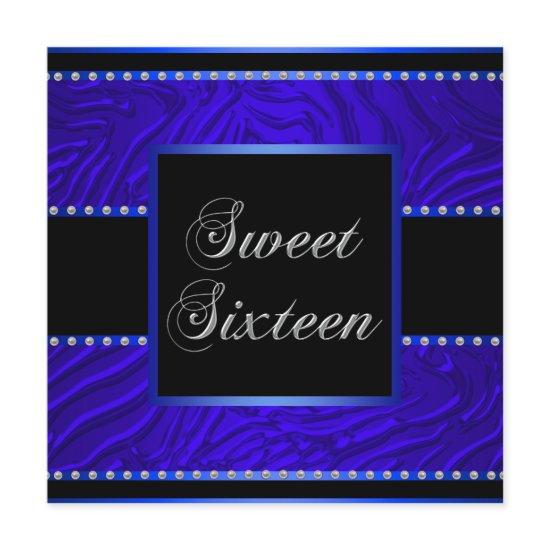 Royal Blue Zebra Blue Sweet 16 Birthday Party