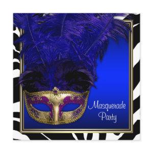 Royal Blue Zebra Masquerade Party
