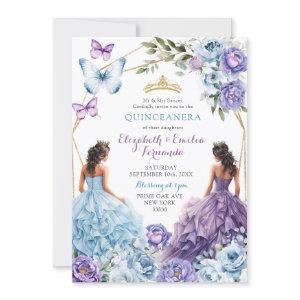 Royal Blush Blue Purple Geometric Quinceañera