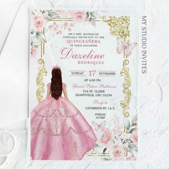 Royal Blush Pink Princess Quinceañera Acrylic