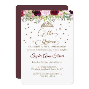 Royal Burgundy Gold Mis Quince Script Quinceañera
