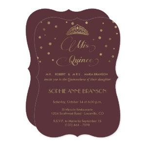 Royal Burgundy Gold Mis Quince Script Quinceañera