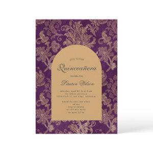 royal damask purple quinceanera photo card