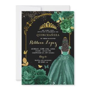 Royal Emerald Green Black Girl's Quinceañera
