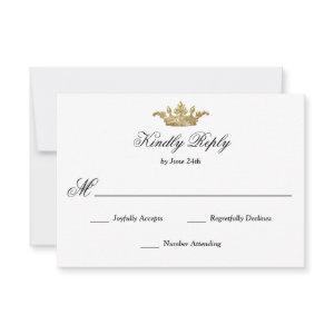 Royal Gold Crown Elegant Classic Calligraphy RSVP Card