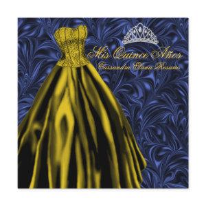 Royal Navy Blue Gold Dress Blue Gold Quinceanera