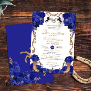 Royal Navy Blue Rose Western Charro Quinceañera