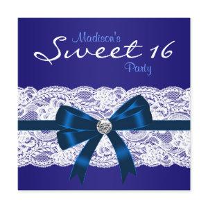 Royal Navy Blue White Lace Blue Sweet 16 Party