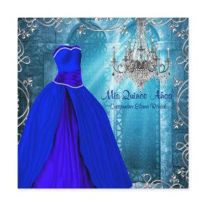 Royal Navy Blue White Quinceanera