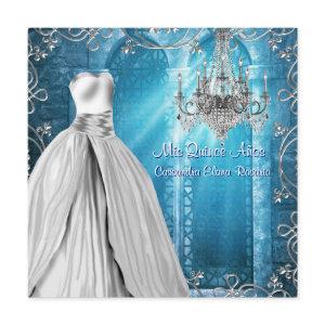 Royal Navy Blue White Quinceanera