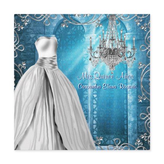 Royal Navy Blue White Quinceanera