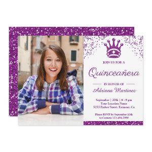 Royal Princess Purple Glitter Photo Quinceanera