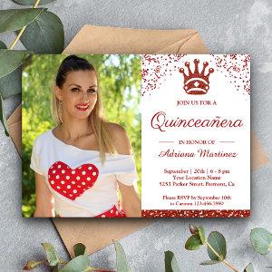 Royal Princess Red Glitter Photo Quinceanera