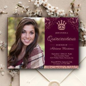 Royal Princess Rose Gold Glitter Photo Quinceanera