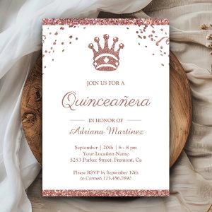 Royal Princess Rose Gold Glitter Quinceanera