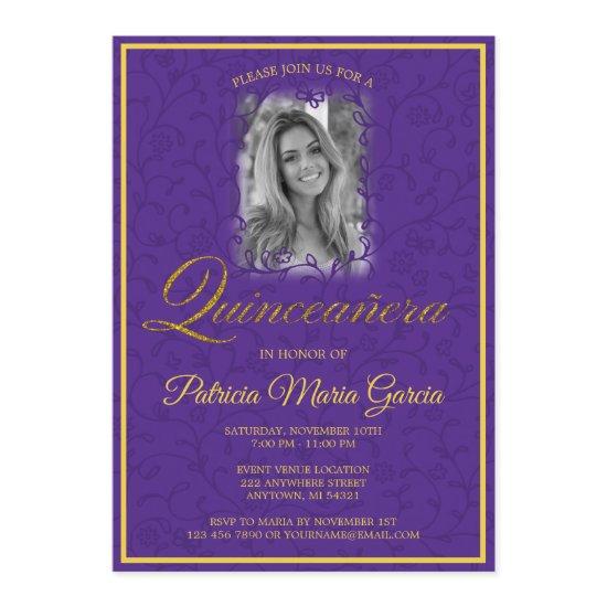 Royal purple floral vines with photo