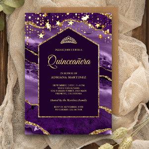 Royal Purple Gold Agate Marble Arch Quinceanera