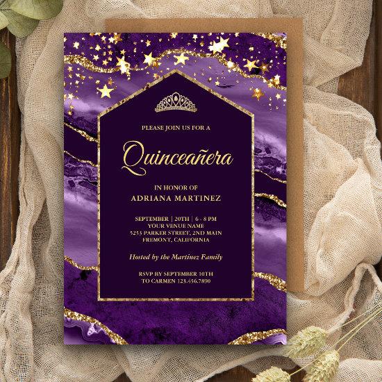 Royal Purple Gold Agate Marble Arch Quinceanera