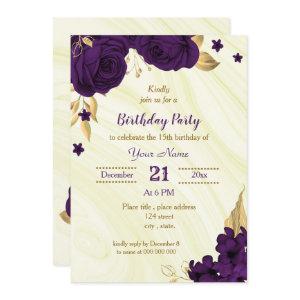 royal purple gold floral birthday party