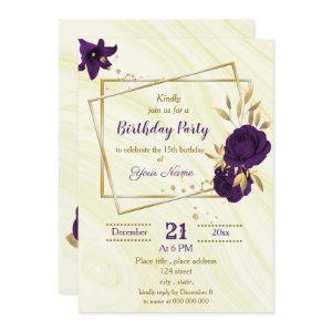 royal purple gold floral geometric birthday party