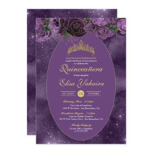 Royal Purple Gold Luxury Butterfly Quinceanera