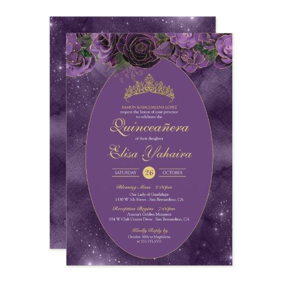 Royal Purple Gold Luxury Butterfly Quinceanera