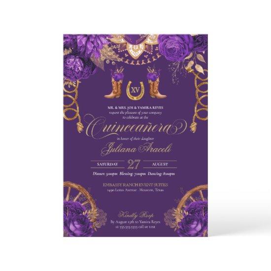 Royal Purple Gold Rose Country Western Quinceanera