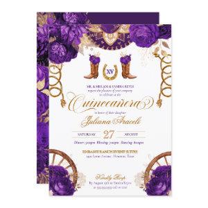 Royal Purple Gold Rose Country Western Quinceanera