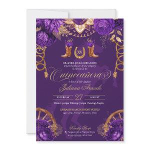 Royal Purple Gold Roses Elegant Charro Quinceanera