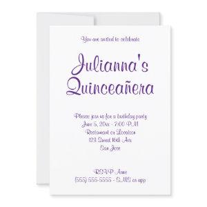 Royal Purple Quinceañera Calligraphy Birthday