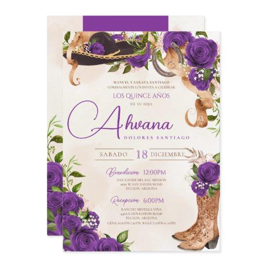 Royal Purple Quinceanera Rose Charro Western