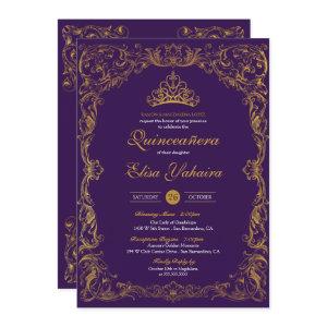Royal Purple Regal Gold Tiara Princess Quinceanera