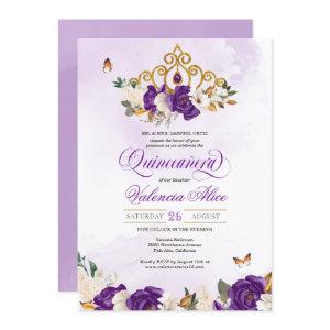 Royal Purple Rose Butterfly Princess Quinceanera