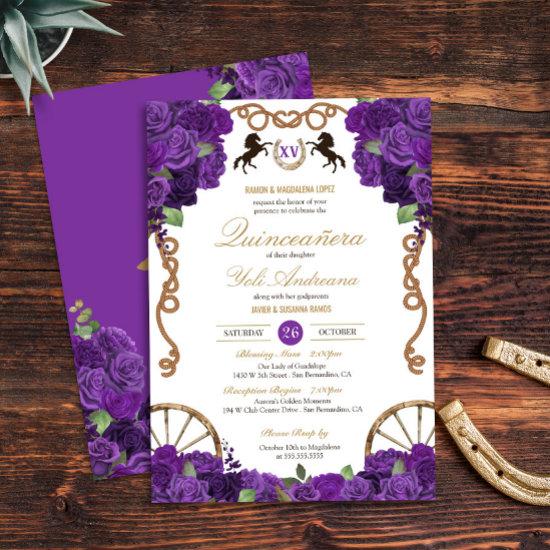 Royal Purple Rose Western Charro Quinceañera
