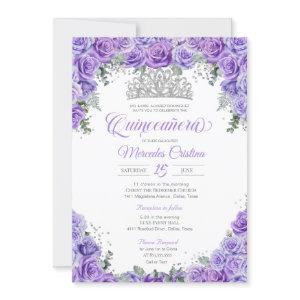 Royal Purple Roses & Silver Tiara Quinceanera