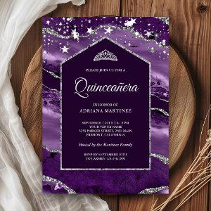 Royal Purple Silver Agate Marble Arch Quinceanera