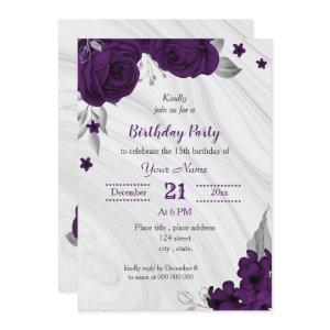 royal purple silver floral birthday party