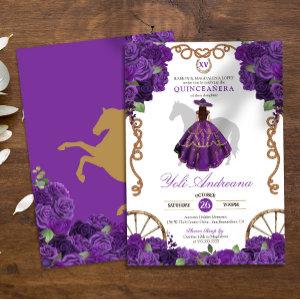 Royal Purple Western Charro Floral Quinceanera