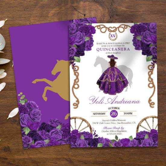 Royal Purple Western Charro Floral Quinceanera