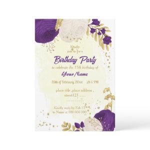 royal purple white flowers gold  birthday party