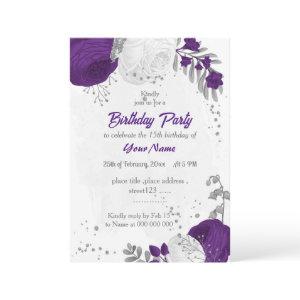 royal purple white flowers silver birthday party