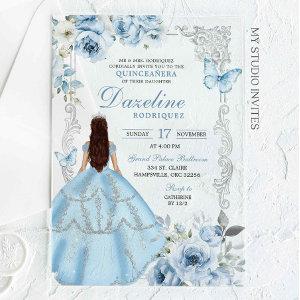 Royal Silver Light Blue Princess Quinceañera Acrylic
