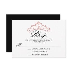 RSVP Black White Pink Spanish Quinceañera Quince