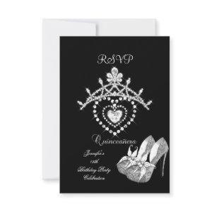 RSVP Black White Quinceanera Party Shoes Tiara
