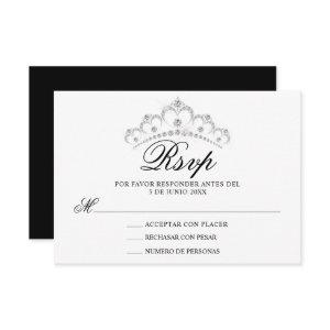 RSVP Black White Spanish Quinceañera Quince