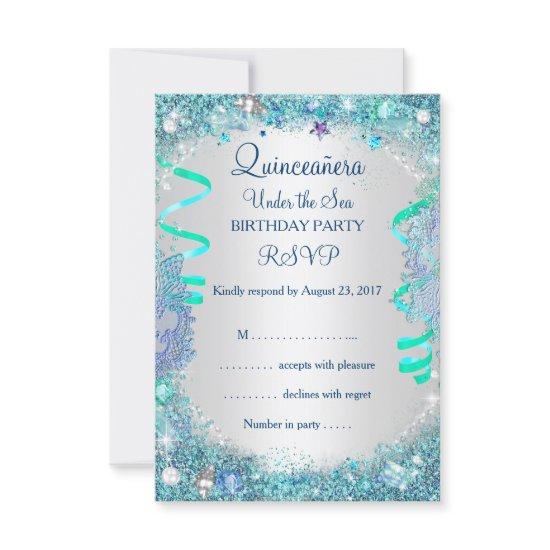 RSVP Blue Under The Sea Quinceanera 15th Birthday