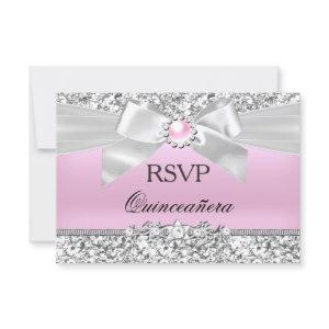 RSVP Blush Pink Glitter Pearl Bow Quinceanera