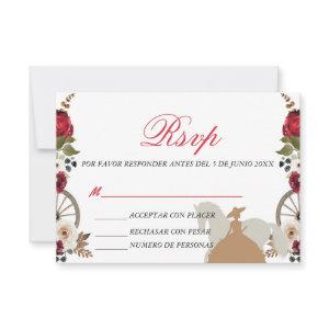 RSVP Card Quinceanera Red Charra Watercolor 