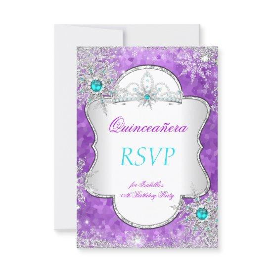 RSVP Princess Quinceanera Purple Teal