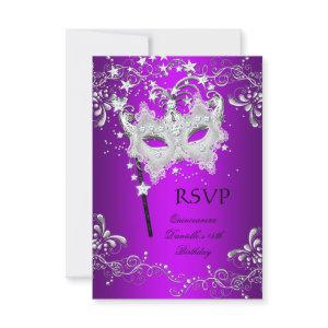 RSVP Purple Quinceanera 15th Birthday Masquerade